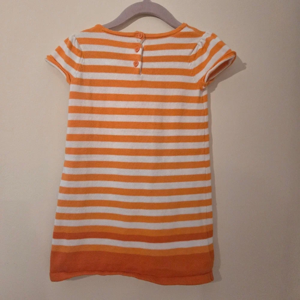 Gymboree Girls 2T Orange White Striped Pumpkin Knit Sweater Dress Halloween Fall